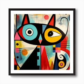 Abstract Cat Art Print