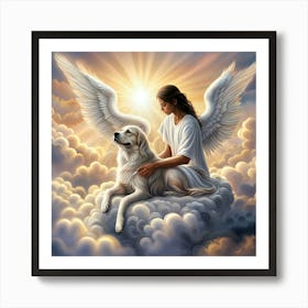 Angel With Dog Art Print