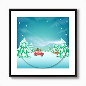 Christmas Tree In The Snow Art Print