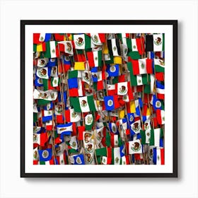 Mexican Flags 9 Art Print