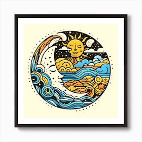 Moon And Sun Art Print