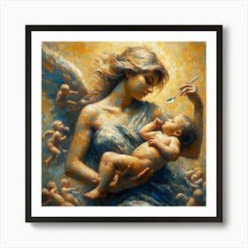 Angel Holding A Baby Art Print