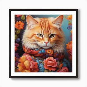 Cat In A Scarf Art Print