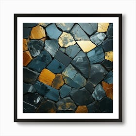 Abstract Black And Gold Stone Wall Art Print