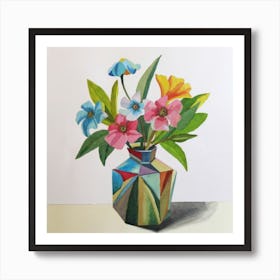 Bouquet of flowers inside a vase. Abstract artistic drawing Art Print