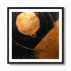 'Sunrise' Black And Gold Wall Art Art Print