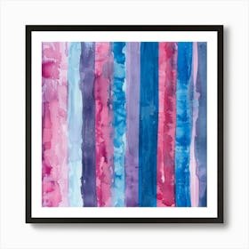 Blue And Pink Stripes Art Print