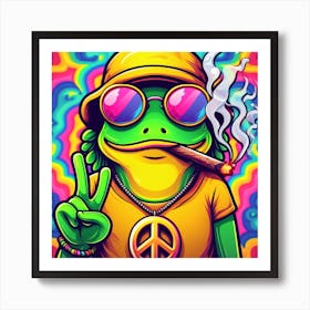 Hippie Frog Art Print