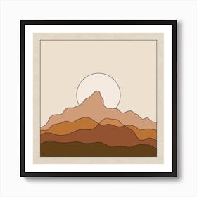 Moonrise Over Desert Square Art Print