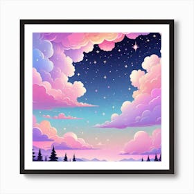 Sky With Twinkling Stars In Pastel Colors Square Composition 322 Art Print