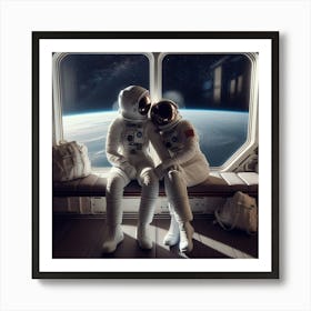 Two Astronauts In Space 1 Art Print