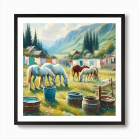 Horses In The Pasture Art Print