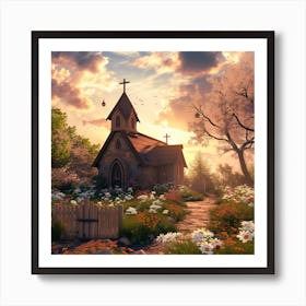 Church In The Countryside 1 Art Print