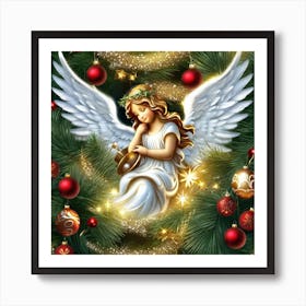 Angel Christmas Tree 2 Art Print