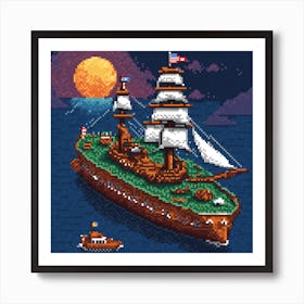Pixel Ship Art Print