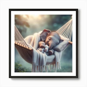 Baby Elephant Sleeping In A Hammock 7 Poster