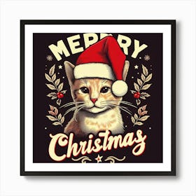 Merry Christmas Cat Póster