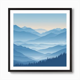 Misty mountains background in blue tone 92 Art Print