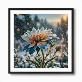 Flower In Snow Affiche