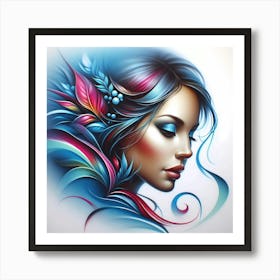 Girl With Colorful Hair 2 Art Print