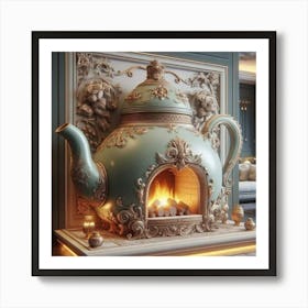 Teapot Fireplace Art Print