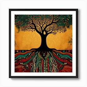 Tree In Africa With Deep Roots Black History Art Print