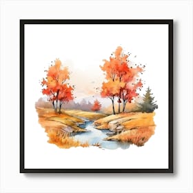 Watercolor Autumn Trees 7 Art Print