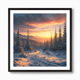 Sunset In The Mountains Art Print