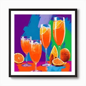 Aperol Spritz Fauvist Painting Art Print Orange Juice Art Print