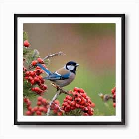 Tit on branch 58 Art Print