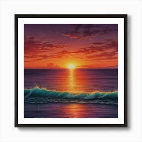 Sunset Over The Ocean 3 Art Print