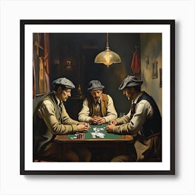 Three Men Playing Cards Art Print