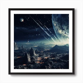 Space Landscape With Planets 1 Art Print