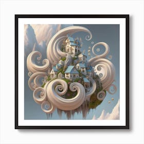 Mountain village sea waves tsunami 15 Art Print