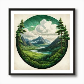 Landscape In A Circle Art Print