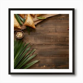 Samosas On Wooden Table Art Print