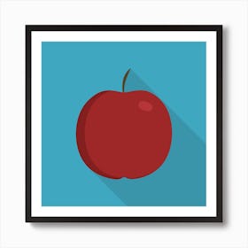 Red Apple Icon In Flat Long Shadow Design Art Print