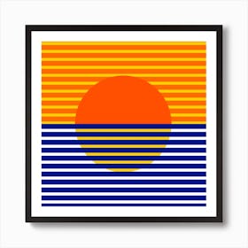 Orange Split Sunset Square Art Print
