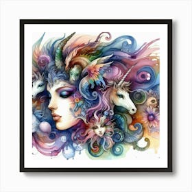 Unicorns And Angels Art Print