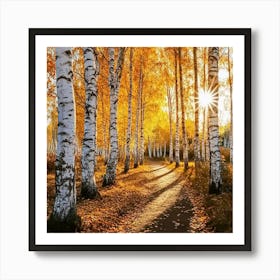 Autumn Birch Forest Art Print