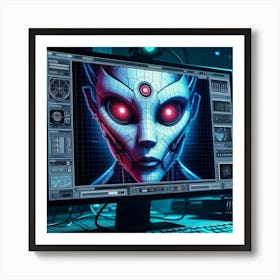 Alien Computer Screen Art Print