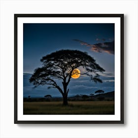 Full Moon Over The Savannah Art Print