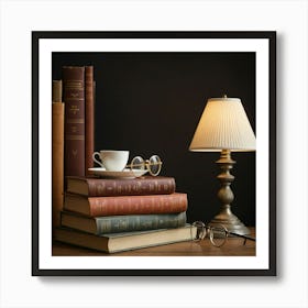 Books On A Table Art Print