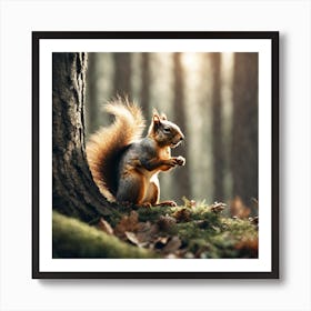 Squirrel In Forest Haze Ultra Detailed Film Photography Light Leaks Larry Bud Melman Trending (14) Art Print