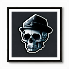 Skull Sticker With A Cap Silver (18) 1 Art Print