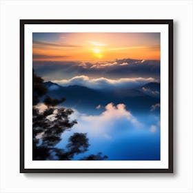 Sunrise Over Clouds Art Print