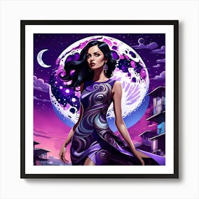 Woman In A Purple Dress 5 Art Print