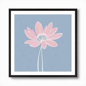 A White And Pink Flower In Minimalist Style Square Composition 374 Poster