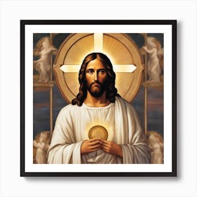 Jesus Holding The Gold Art Print