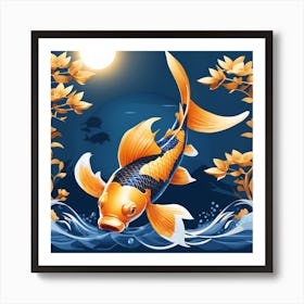 Koi Fish Illustration Low Poly (8) Art Print